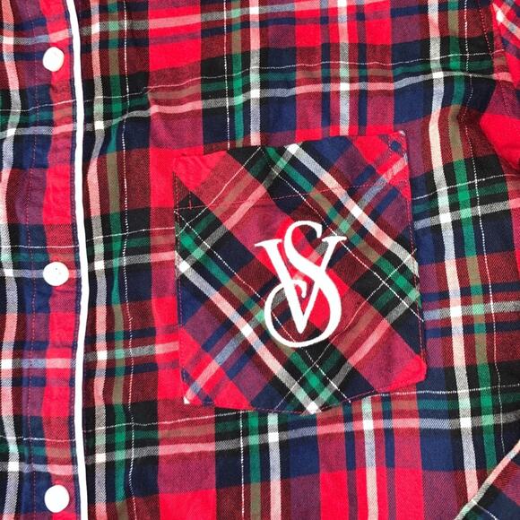Perfect Victoria’s Secret flannel red blue sleep shirt Size Large - Picture 3 of 4